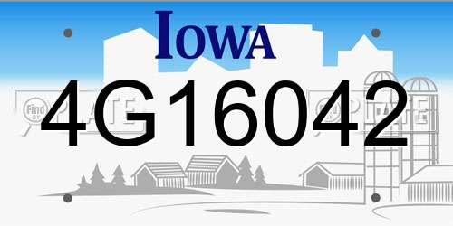 4G16042 Iowa License Plate