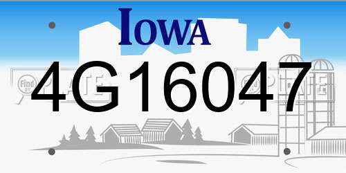 4G16047 Iowa License Plate