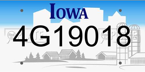 4G19018 Iowa License Plate