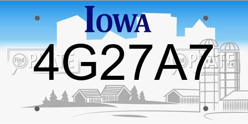4G27A7 Iowa License Plate