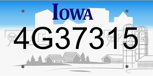 4G37315 Iowa License Plate