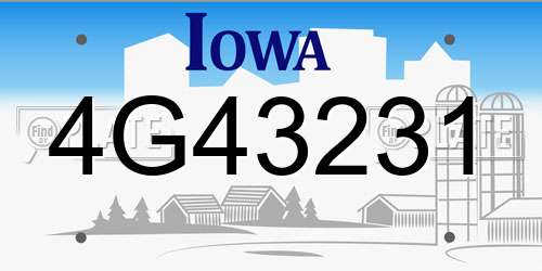 4G43231 Iowa License Plate