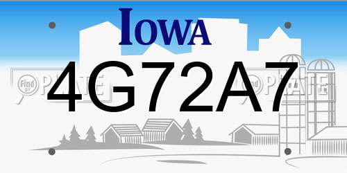 4G72A7 Iowa License Plate