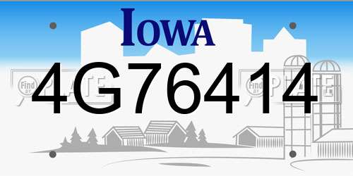 4G76414 Iowa License Plate