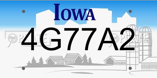 4G77A2 Iowa License Plate