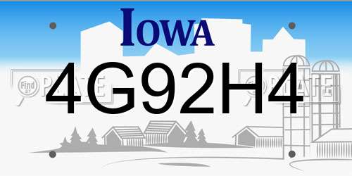 4G92H4 Iowa License Plate