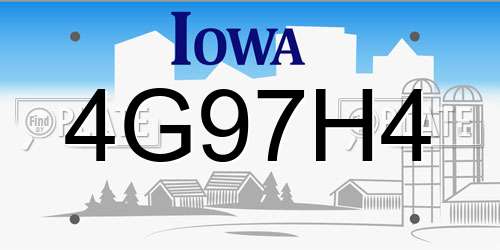 4G97H4 Iowa License Plate