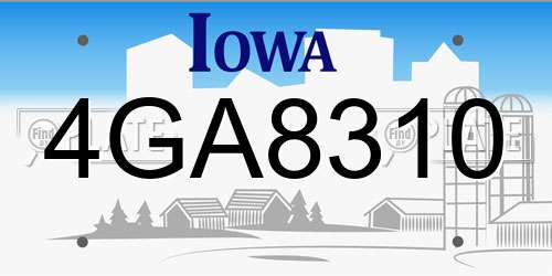 4GA8310 Iowa License Plate