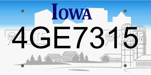 4GE7315 Iowa License Plate
