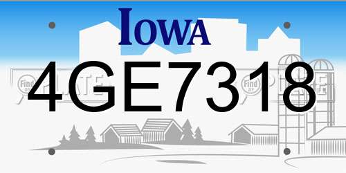 4GE7318 Iowa License Plate