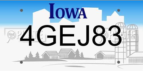4GEJ83 Iowa License Plate