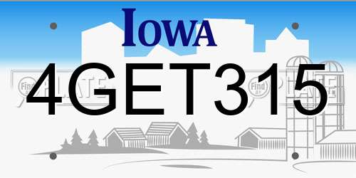 4GET315 Iowa License Plate