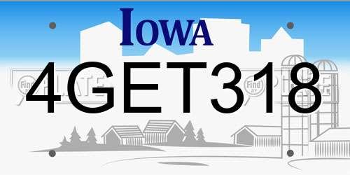 4GET318 Iowa License Plate