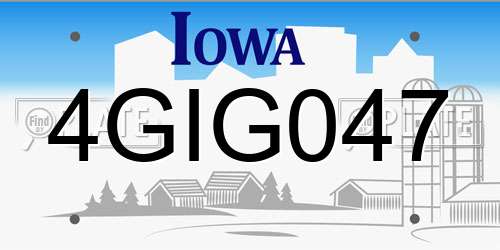 4GIG047 Iowa License Plate