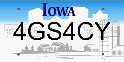 4GS4CY Iowa License Plate
