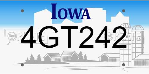 4GT242 Iowa License Plate