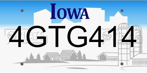 4GTG414 Iowa License Plate