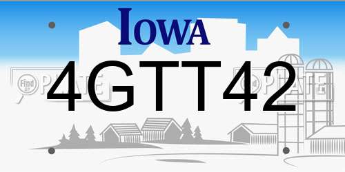 4GTT42 Iowa License Plate