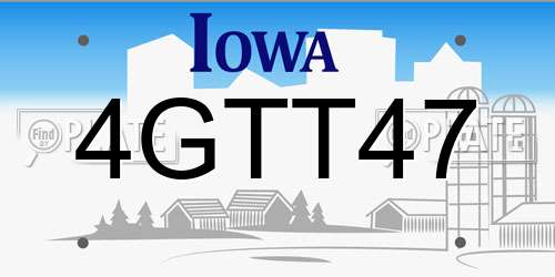 4GTT47 Iowa License Plate