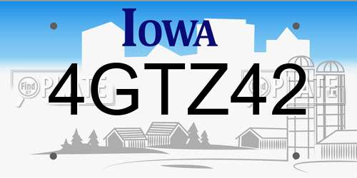 4GTZ42 Iowa License Plate