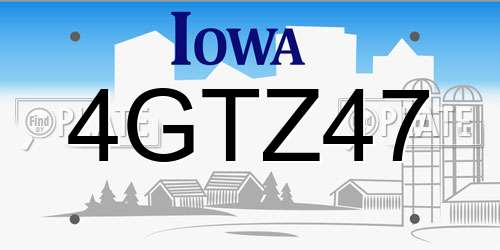 4GTZ47 Iowa License Plate
