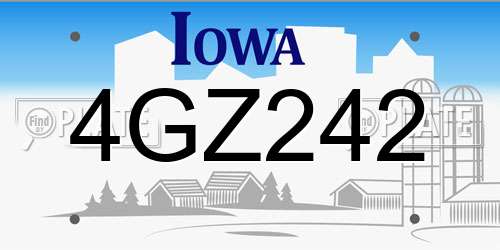 4GZ242 Iowa License Plate