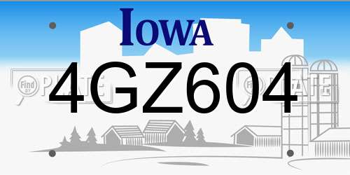 4GZ604 Iowa License Plate