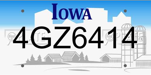 4GZ6414 Iowa License Plate
