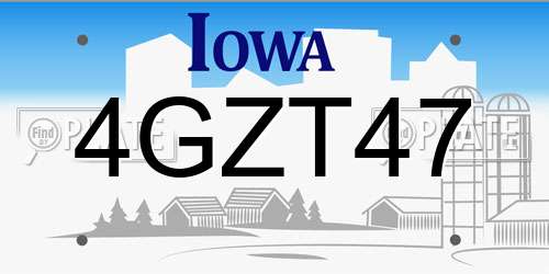 4GZT47 Iowa License Plate