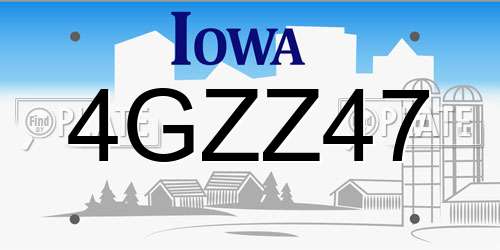 4GZZ47 Iowa License Plate