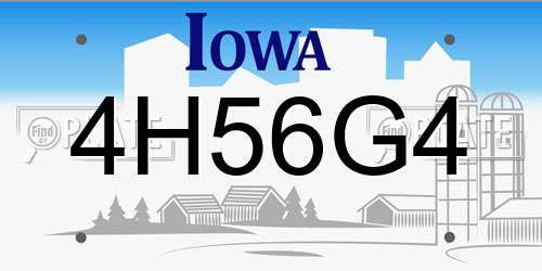 4H56G4 Iowa License Plate