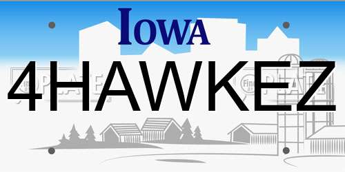 4HAWKEZ Iowa License Plate