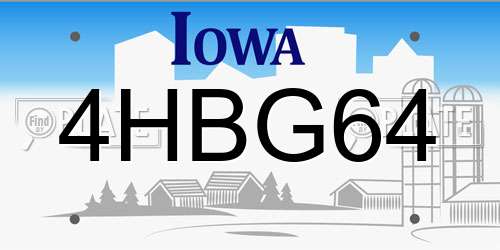 4HBG64 Iowa License Plate