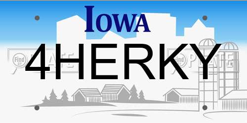4HERKY Iowa License Plate