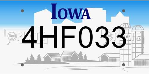 4HF033 Iowa License Plate
