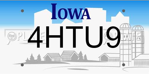 4HTU9 Iowa License Plate
