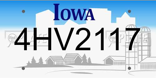 4HV2117 Iowa License Plate