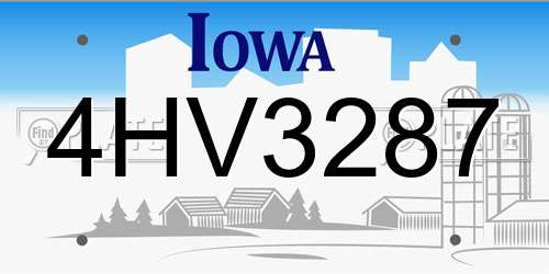 4HV3287 Iowa License Plate