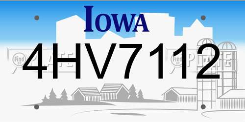 4HV7112 Iowa License Plate