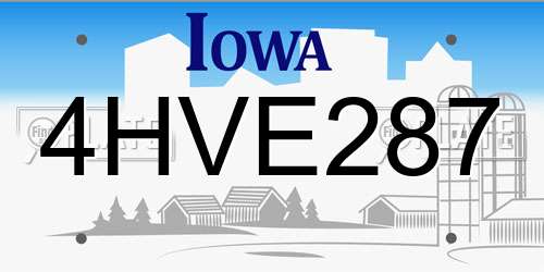 4HVE287 Iowa License Plate