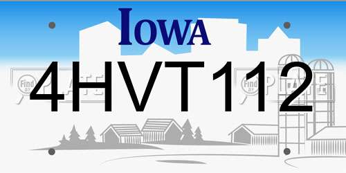 4HVT112 Iowa License Plate