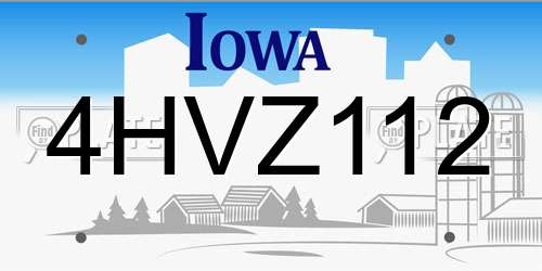 4HVZ112 Iowa License Plate