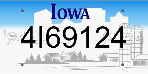 4I69124 Iowa License Plate