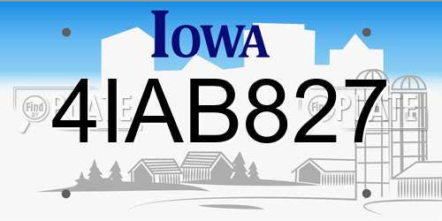 4IAB827 Iowa License Plate