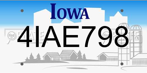 4IAE798 Iowa License Plate