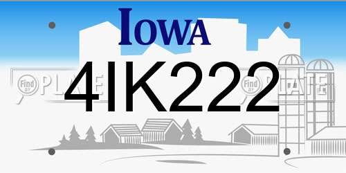 4IK222 Iowa License Plate