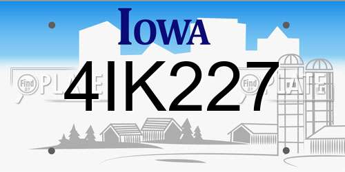 4IK227 Iowa License Plate