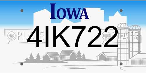 4IK722 Iowa License Plate