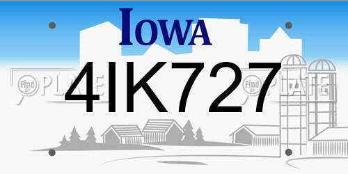 4IK727 Iowa License Plate
