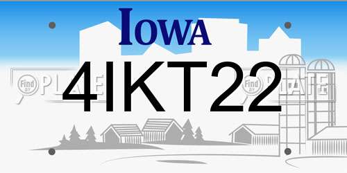4IKT22 Iowa License Plate